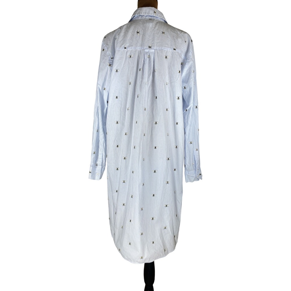 Lands End Womens Striped Honey Bee Cotton lounge Dress Nightgown relaxed M 10-12 - Picture 2 of 9